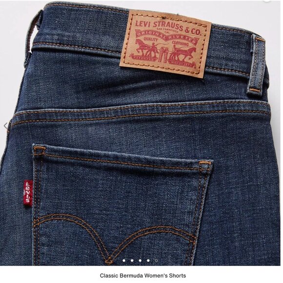 Levi's Classic Bermuda Women's Shorts Dark Wash Denim long shorts jorts sz 30 - Picture 4 of 16